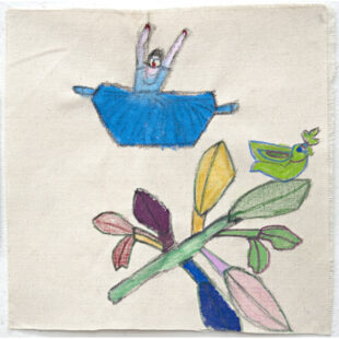 Ballerina and a Bird on some leaves in a tree