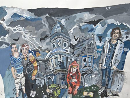 Bobby Kyriakopoulos, House of Horrors, 2017, gouache, greylead pencil and ink, 38 x 56 cm.