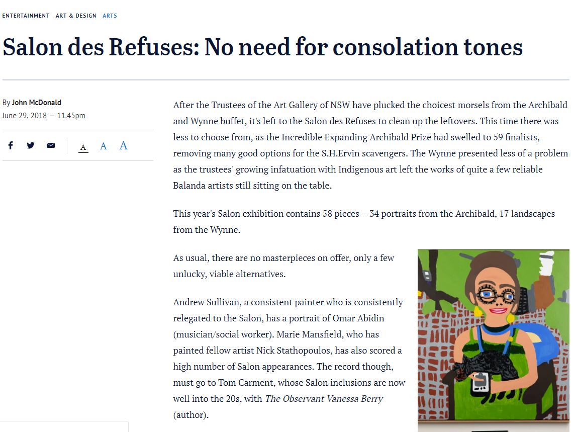 SYDNEY MORNING HERALD: Cathy Staughton at Salon des Refuses | 2018