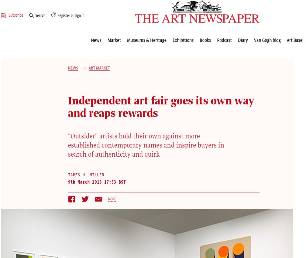 THE ART NEWSPAPER: Independent art fair goes its own way and reaps rewards | 2018