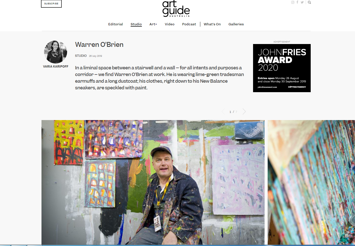 ART GUIDE AUSTRALIA: Warren OBrien Solo I 2019 