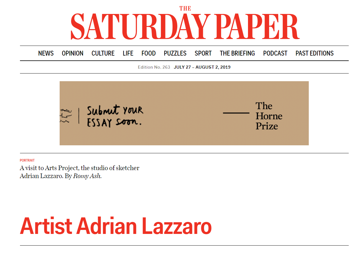 THE SATURDAY PAPER: Adrian Lazzaro at Artery Project Space I 2019