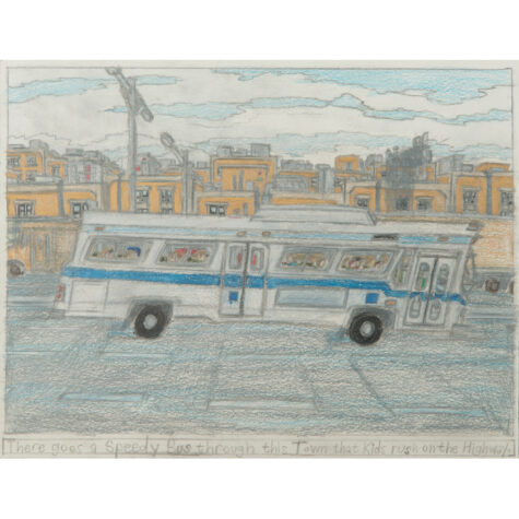 There Goes a Speedy Bus Through This Town that Kids Rush on the Highway